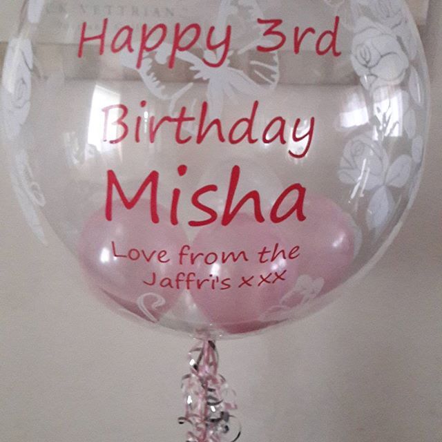 Happy 3rd birthday with red vynal lettering personlaised balloon
