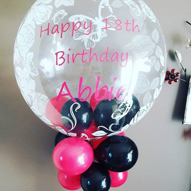 Happy 18th birthday personalised bubble balloon with butterfly print